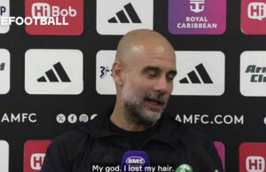 Pep Guardiola jokes after nine-goal thriller win: ‘I lost my hair’ | OneFootball Pep Guardiola jokes after nine-goal thriller win: ‘I lost my hair’ | OneFootball