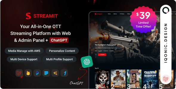 Streamit Laravel 1.2.8 – Movie, TV Show, Video Streaming Platform With Laravel with ChatGPT – CodeGiga0 Streamit Laravel 1.2.8 – Movie, TV Show, Video Streaming Platform With Laravel with ChatGPT – CodeGiga0