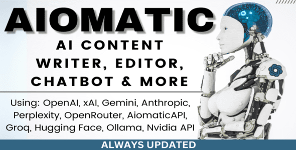 AIomatic 2.4.6 – AI Content Writer, Editor, ChatBot & AI Toolkit – CodeGiga0 AIomatic 2.4.6 – AI Content Writer, Editor, ChatBot & AI Toolkit – CodeGiga0